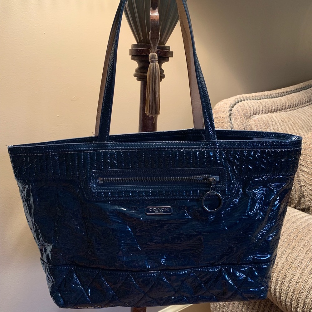 Blue Patent Coach Shoulder bag